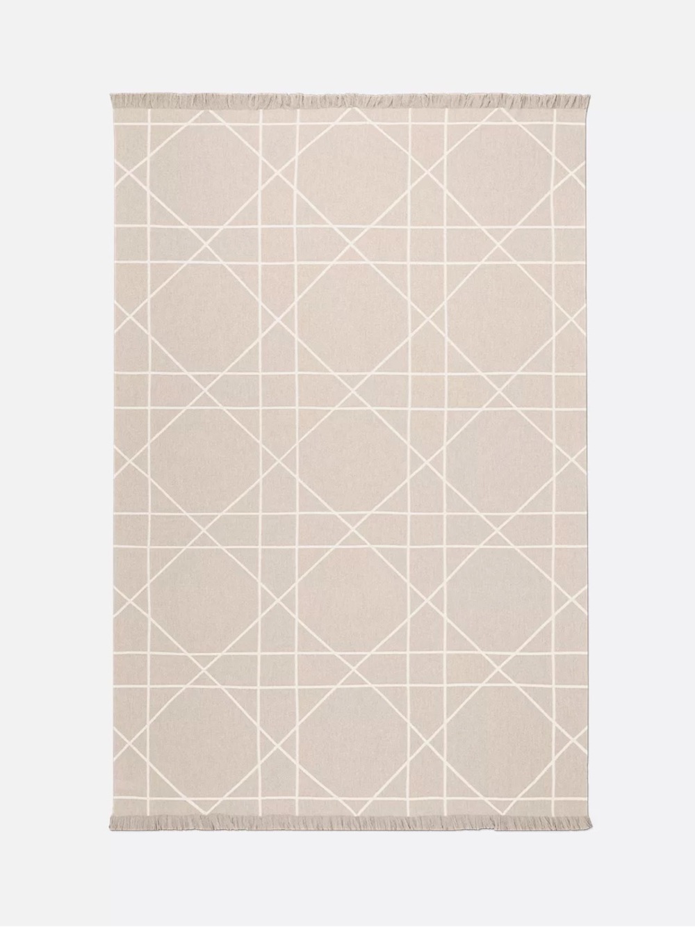 New Dior Beige and White Geometric Jacquard Blanket